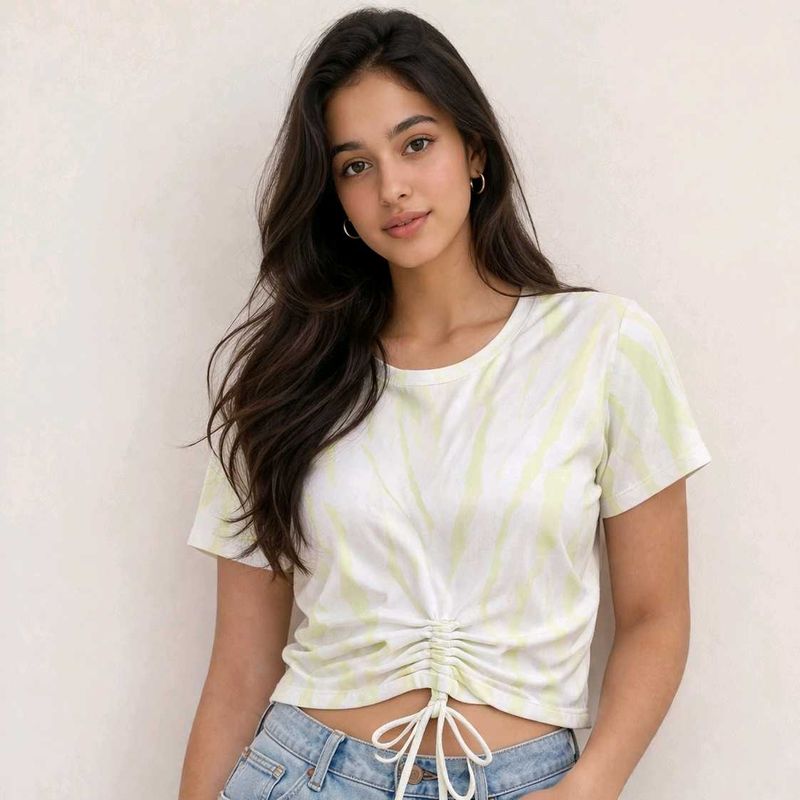 Tie-Dye Ruched Crop Top