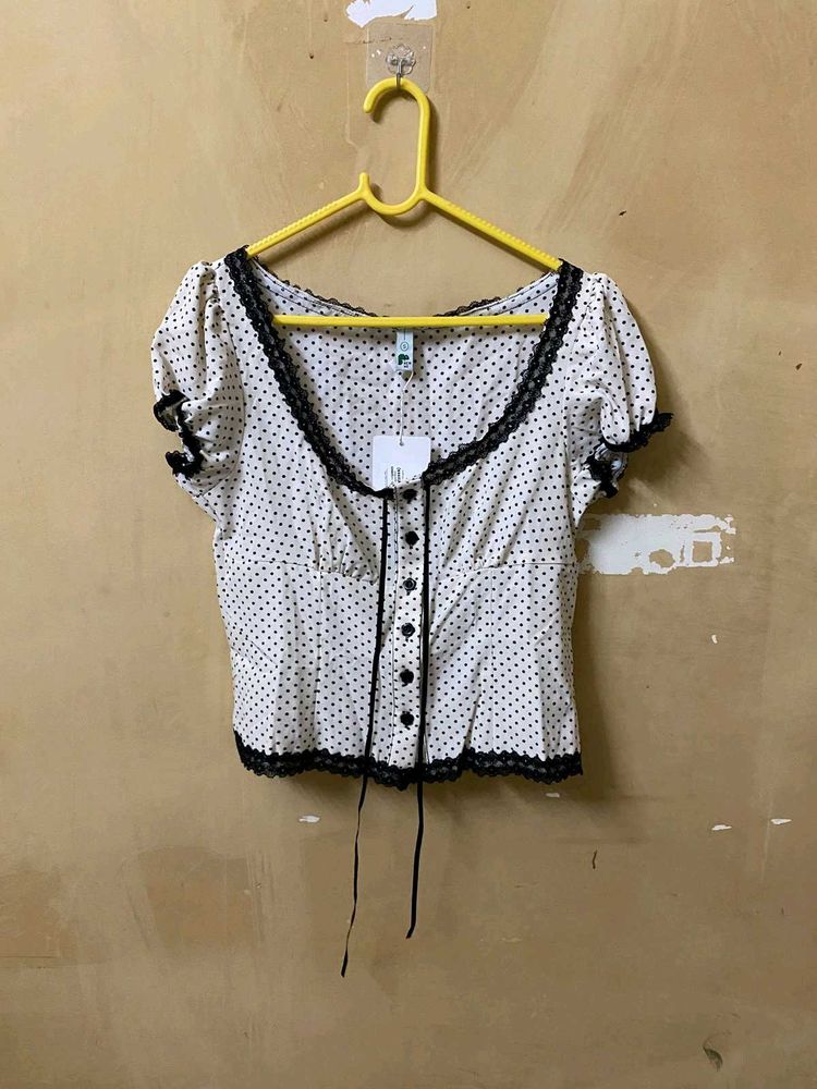 Polka Dot Buttoned Top