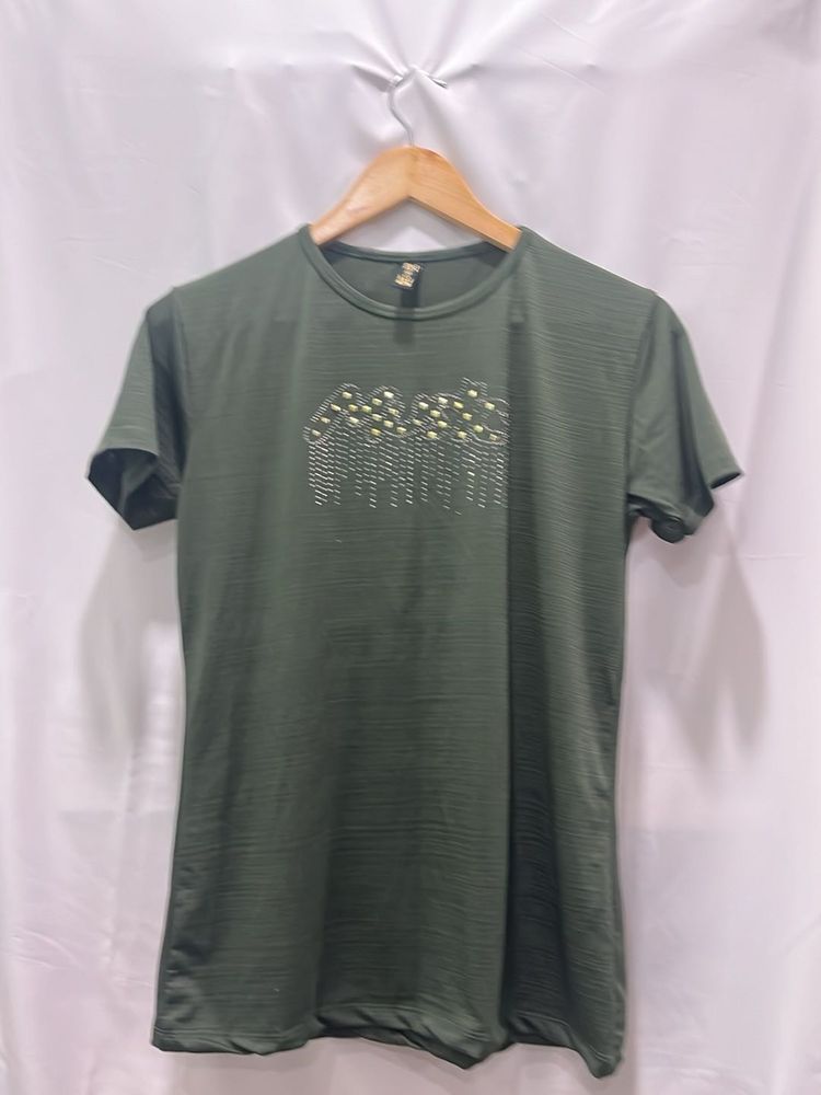 Green Embellished T-Shirt