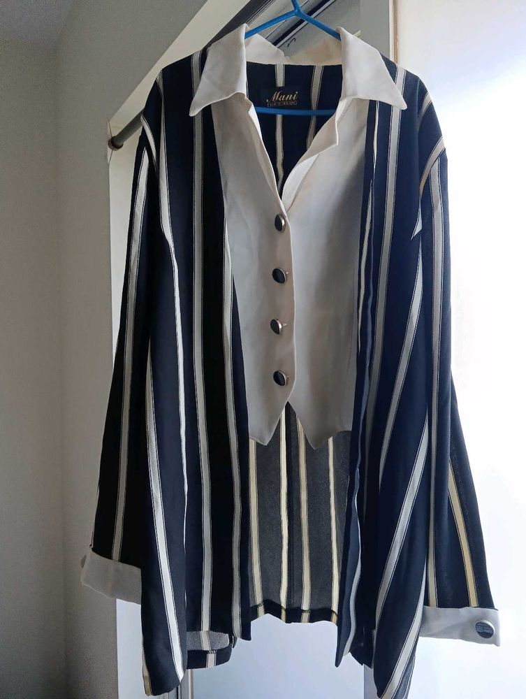 Chic Striped Button-Up Blouse