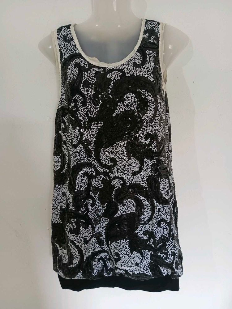 Sparkling Black &amp; White Sequin Top