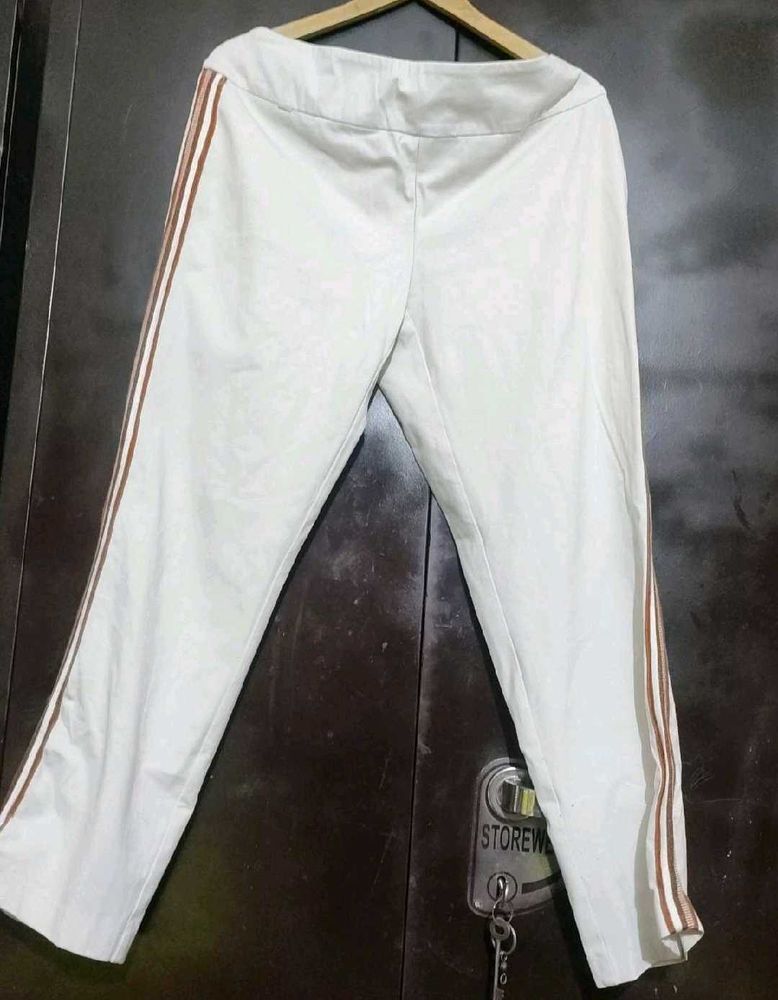 Off White Trouser With Stripe Detail 32 Waist