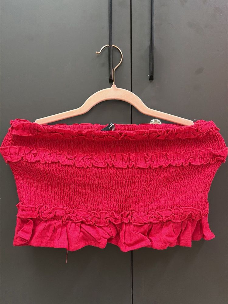 Smocked Ruffle Tube Top