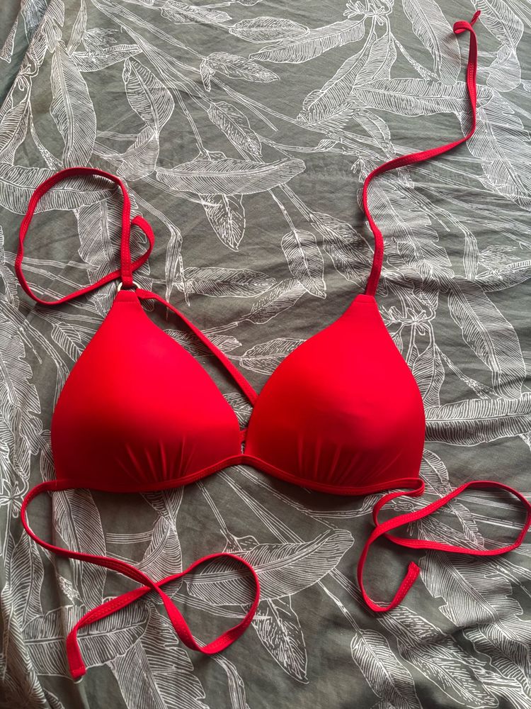 Red Triangle Bikini Top