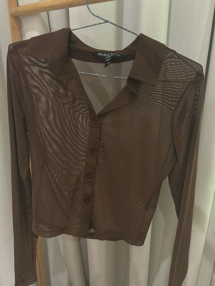 Sheer Button-Up Shirt