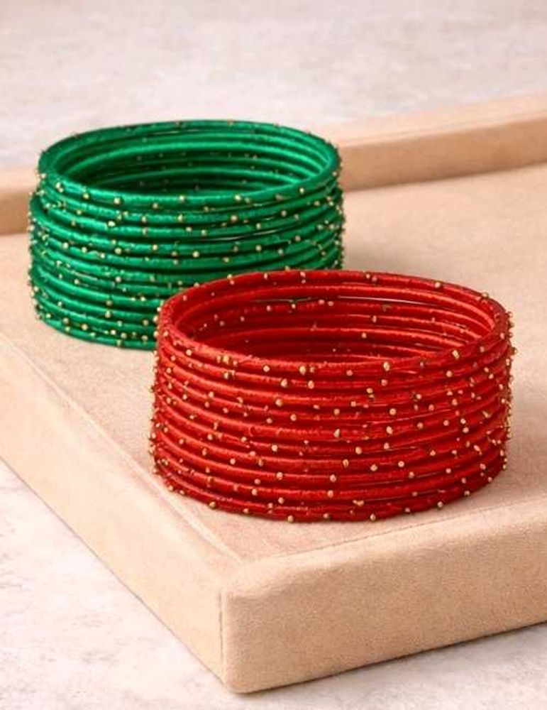 ♥️💚Silk Thread Bangles - Red &amp; Green