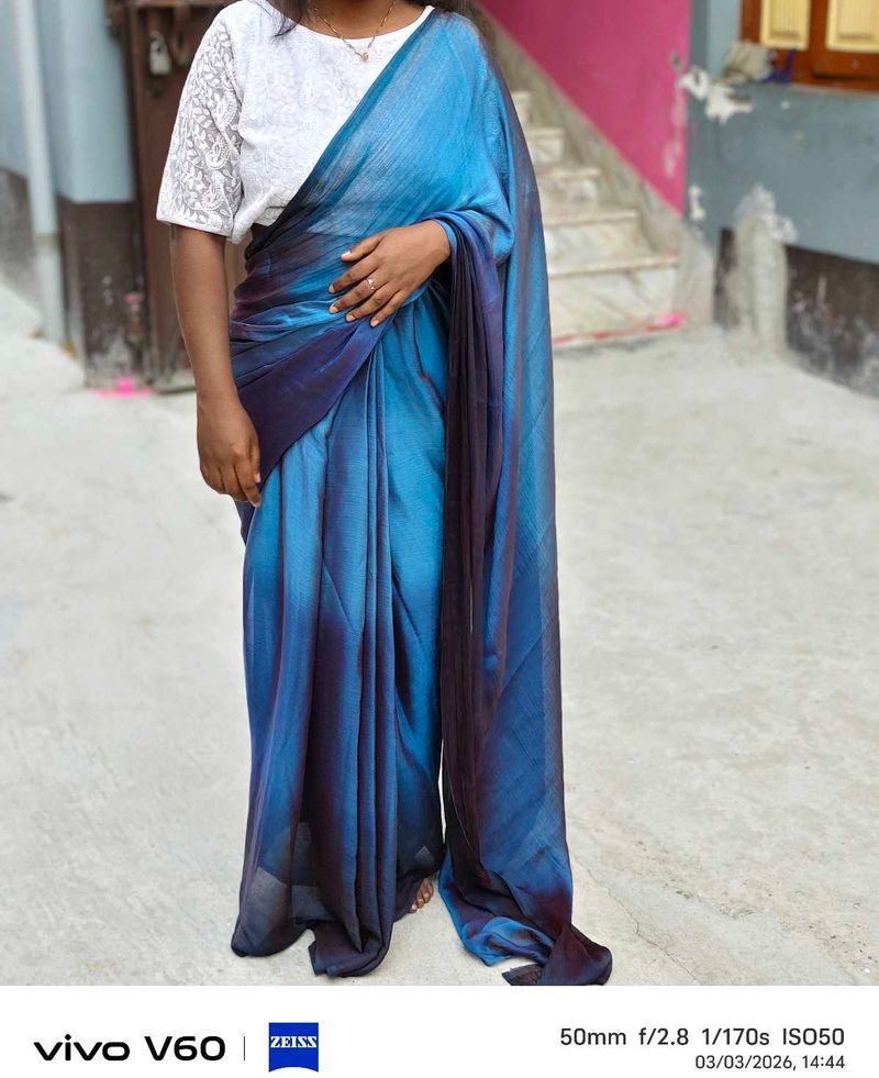 Stunning Blue Ombre Silk Saree