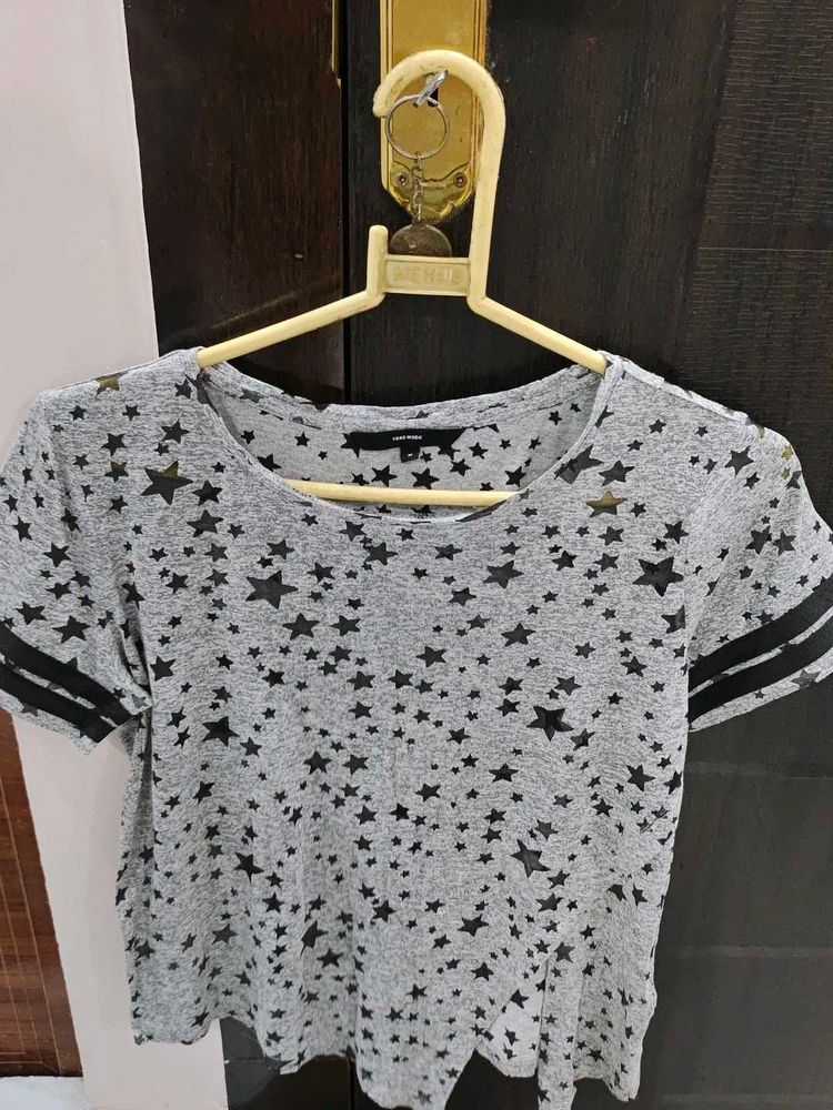 Grey Star Print T-Shirt