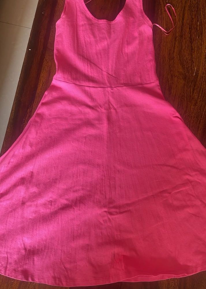 Electric Pink Sleeveless Short Dress