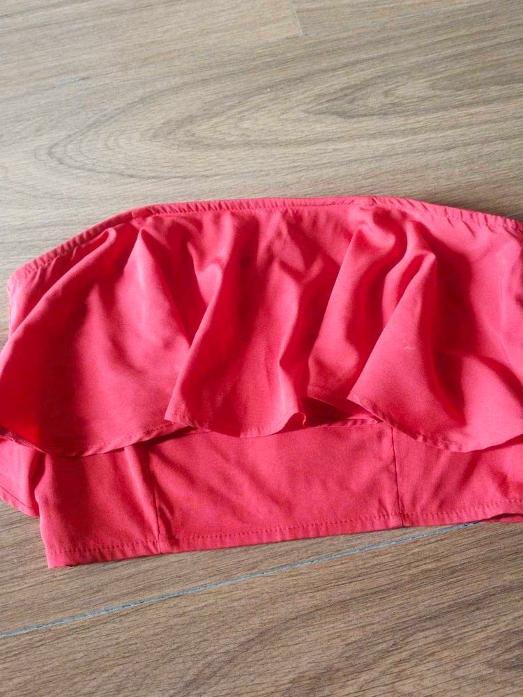 Red Ruffle bikini top size 28