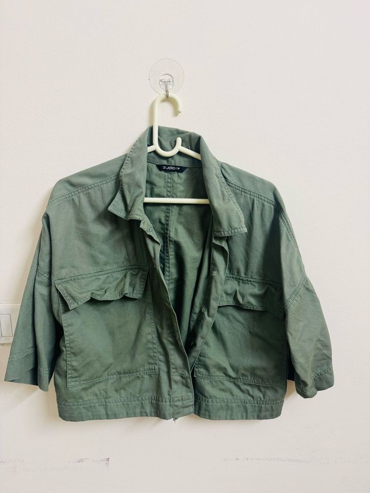 Stylish Khaki Cropped Jacket