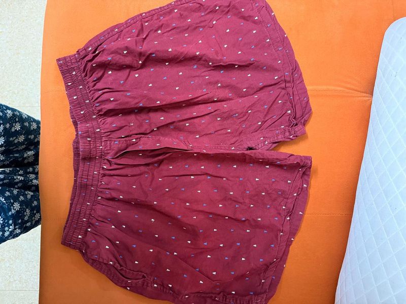 Maroon Printed Boxer Shorts