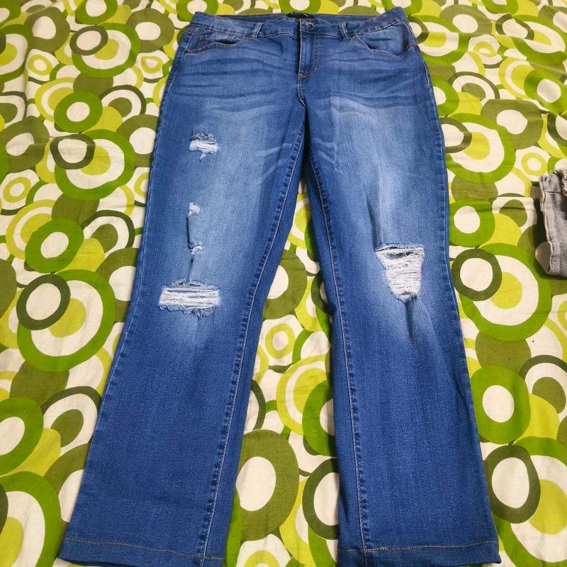 Distressed Blue Flare Jeans