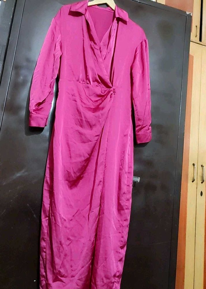 Rose Color Silk Dress For 36 Bust