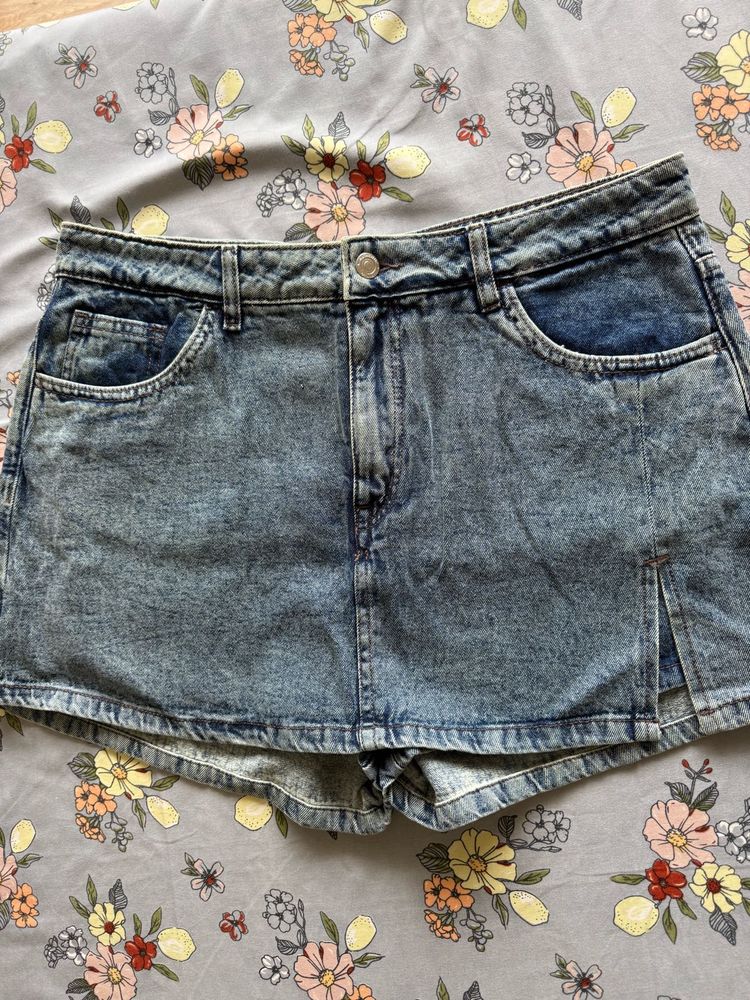 Acid Wash Denim Skort
