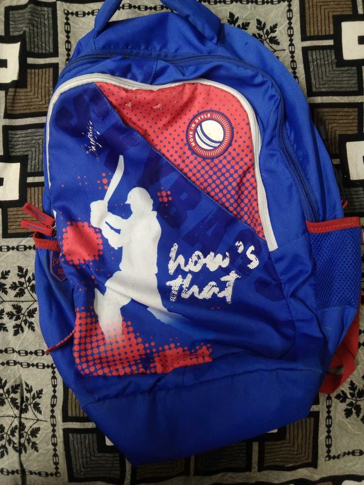 Original Skybags Cricket Themed Blue Backpack