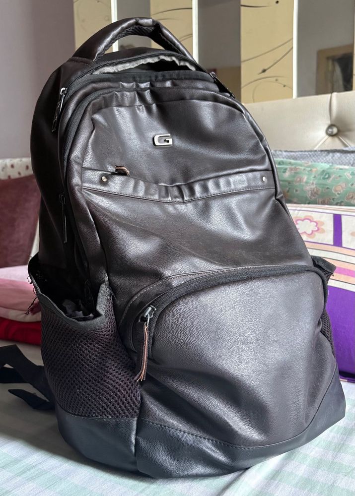 Stylish Brown Faux Leather Backpack
