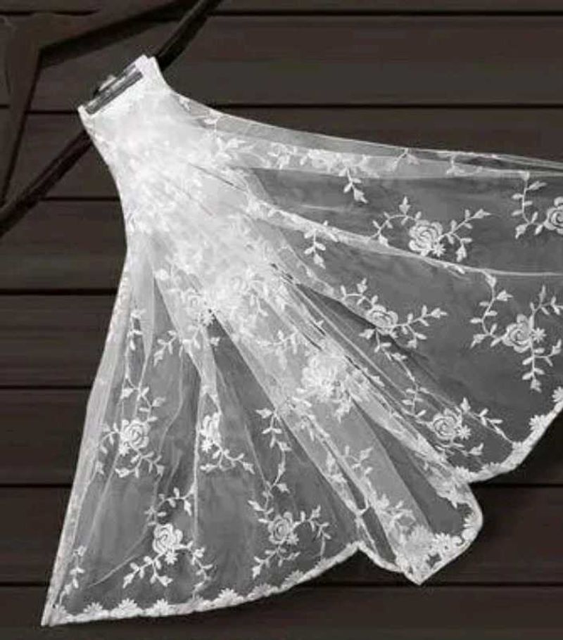 Elegant White Net Embroidered Dupatta