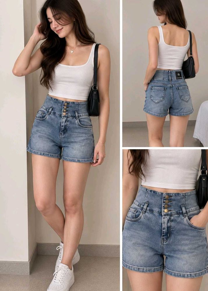 Stylish High-Waisted Denim Shorts