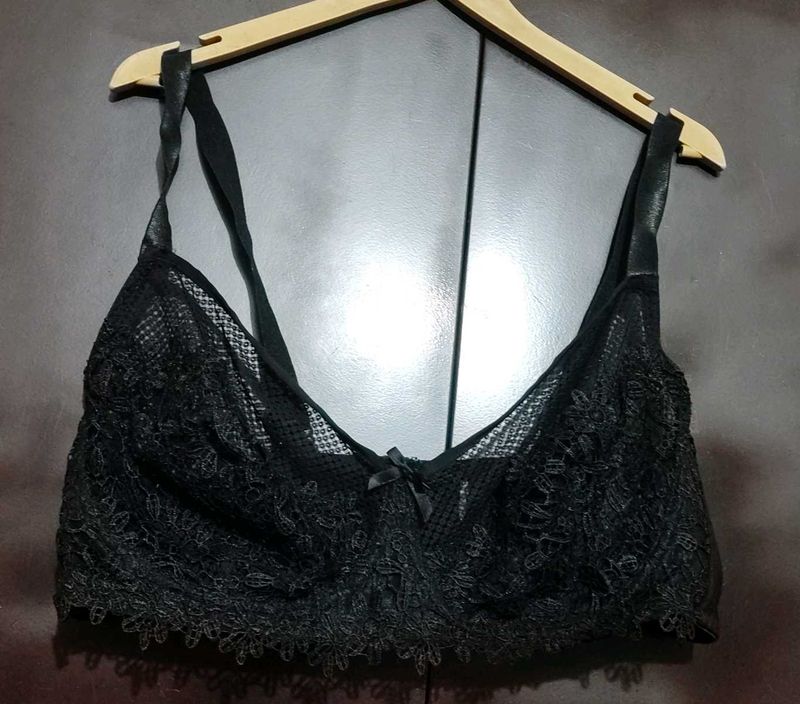 Black ⚫ Net Floral Bra For 42 Bust