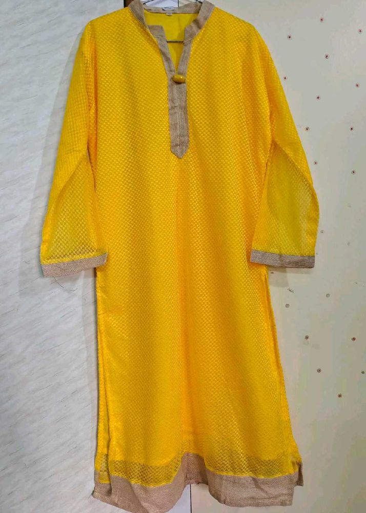 New Yellow Textured Kurta 💛