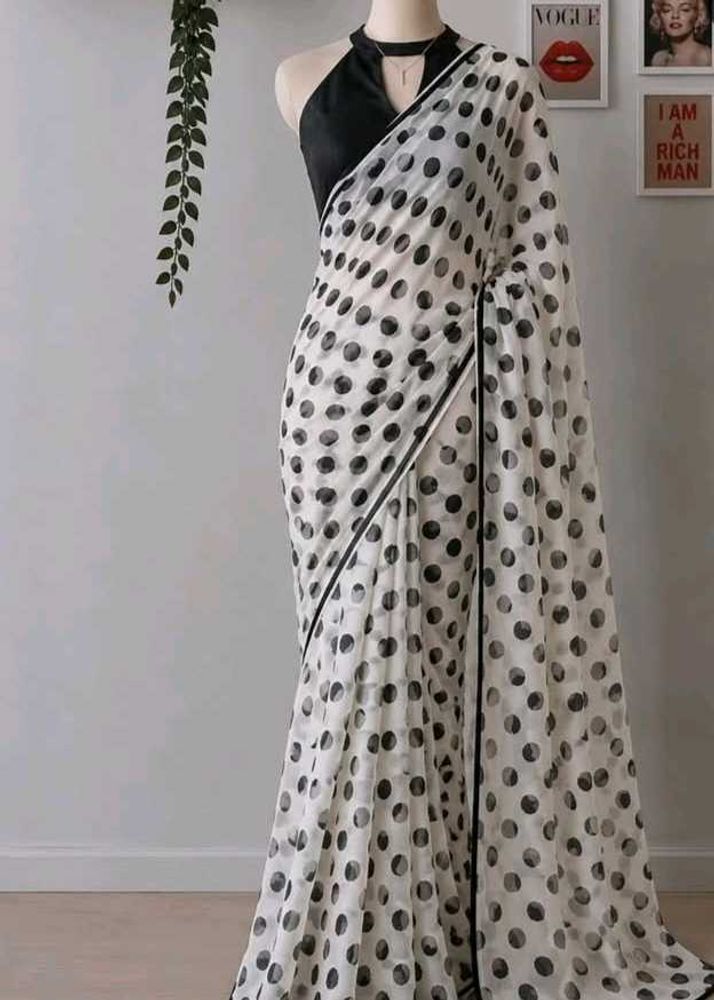 Elegant Polka Dot Saree