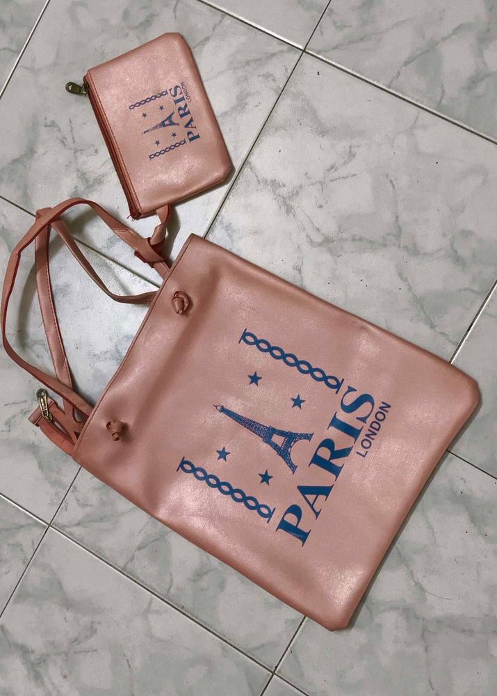 Paris &amp; London Tote Bag with Matching Pouch