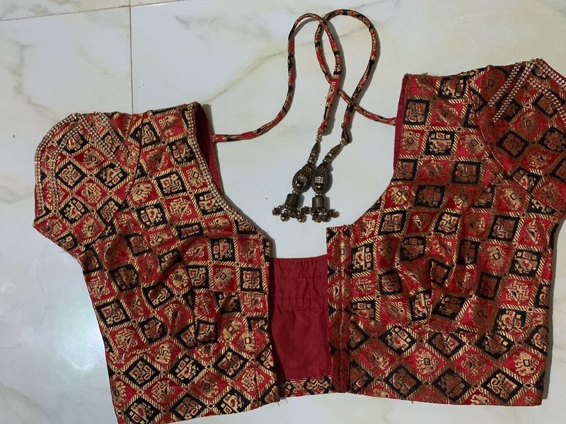 Red With Black Stone Blouse