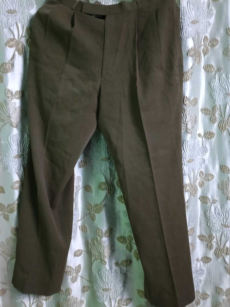 Olive Green Pleated Trousers