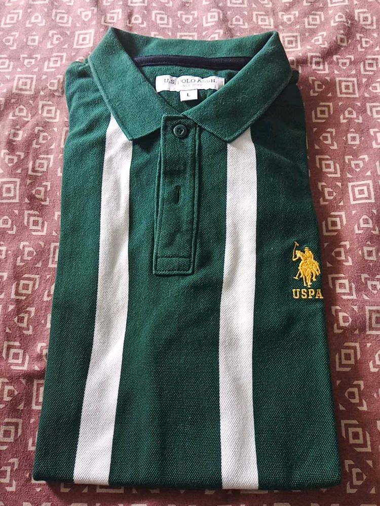 US Polo Association Green Striped Shirt - Size
