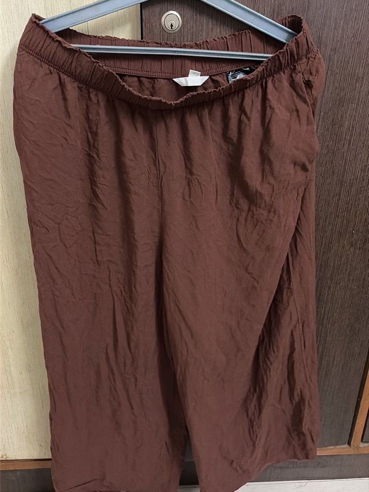 H&amp;M cropped dark Brown Palazzo Pants