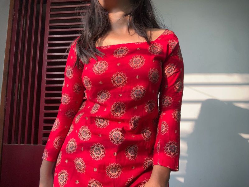 Stylish Red Printed Kurta