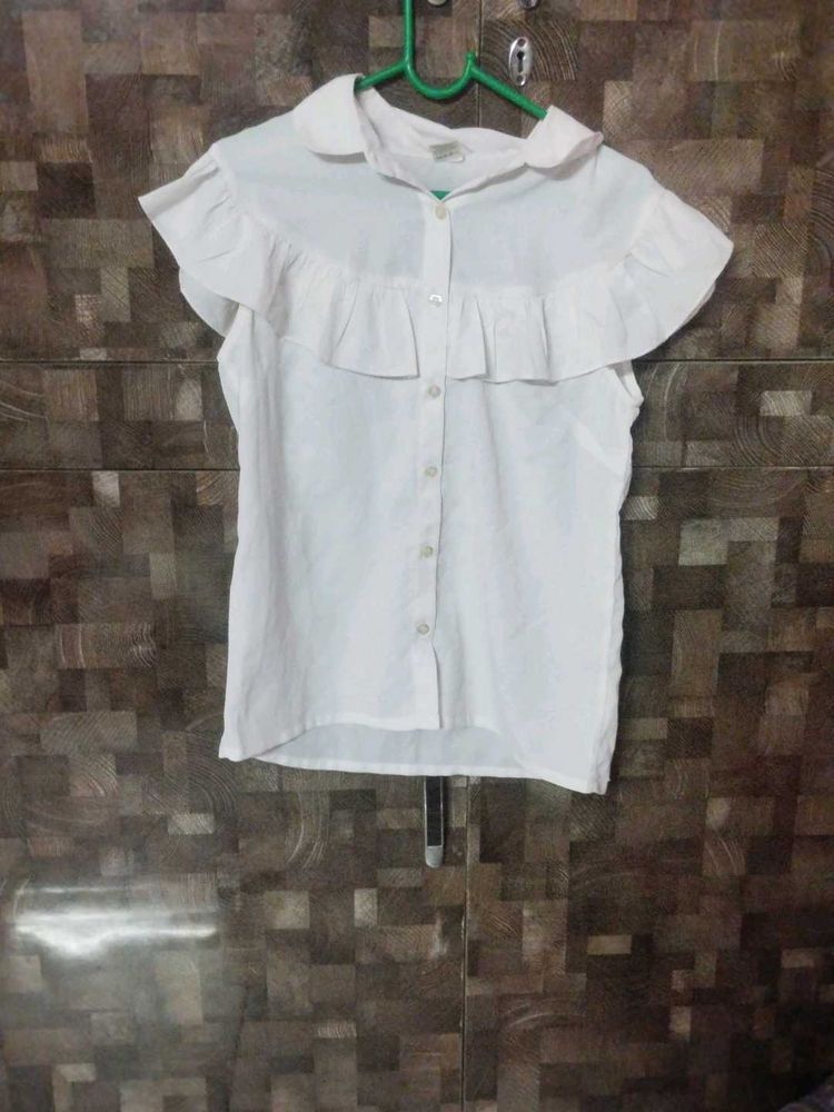 Classic White Ruffle Blouse