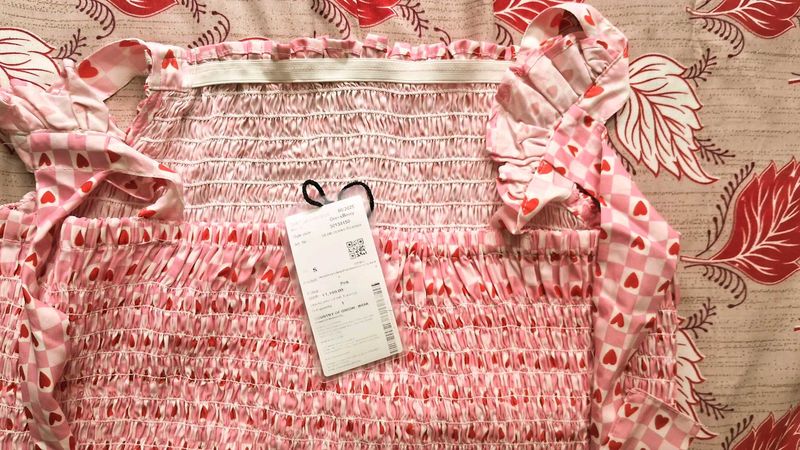 Cute Pink Smocked Heart Top( never worn)