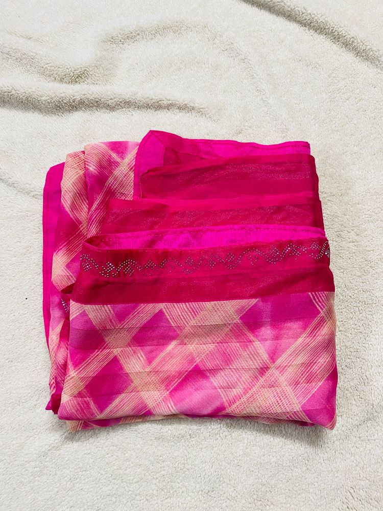 Beautiful Pink Saree With Stones 🩷