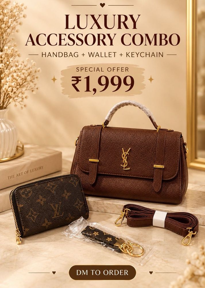 Luxury Accessory Combo - Handbag, Wallet, Keychain