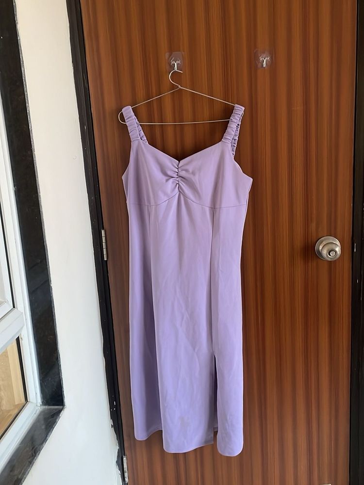Lavender Ruched Midi Dress