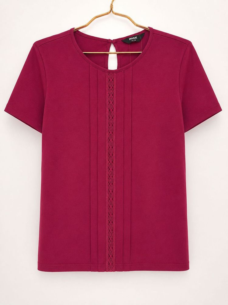 Maroon Pleated Detail Top
