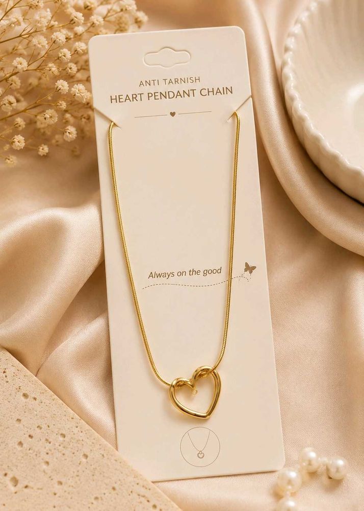 Anti Tarnish Gold Heart Pendant Chain