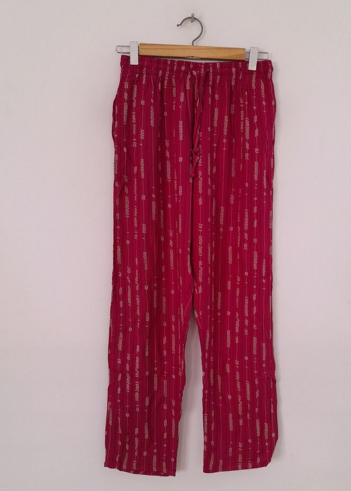Dark Purple Printed Casual Bottom (Women's)