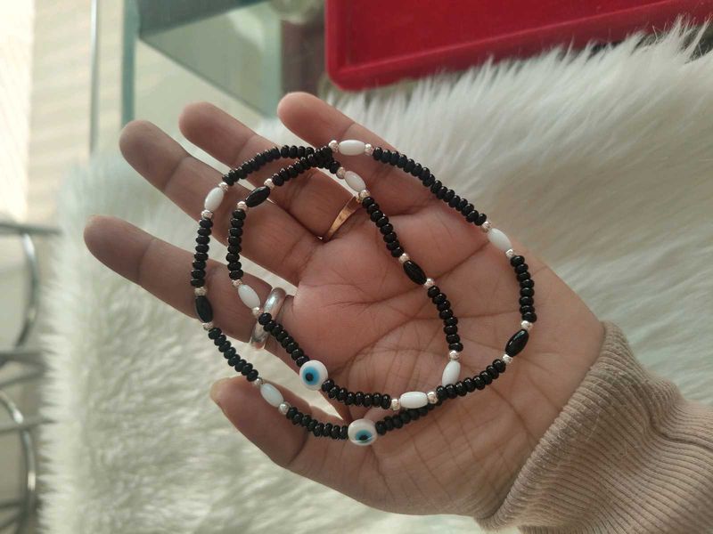 92.5 Silver Black Beads Payal For Women