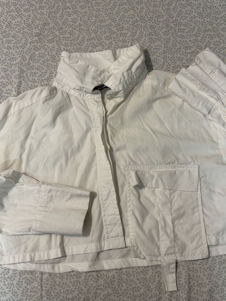 White Cropped Jacket