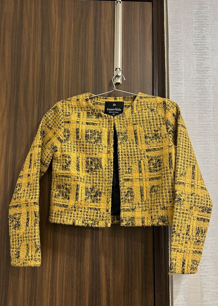 Stylish Yellow Checked Jacket