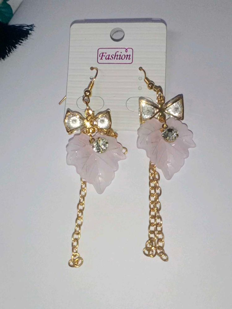 Korean Earring..Teal Flower Tassel Drop Earrings
