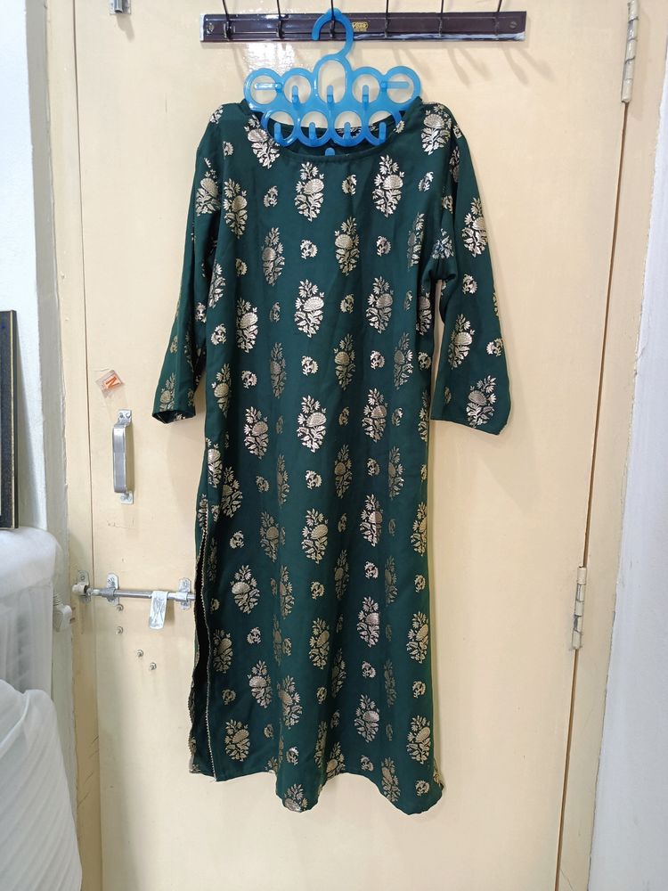 Its A New Suit With Gold Print (Bottle Green)
