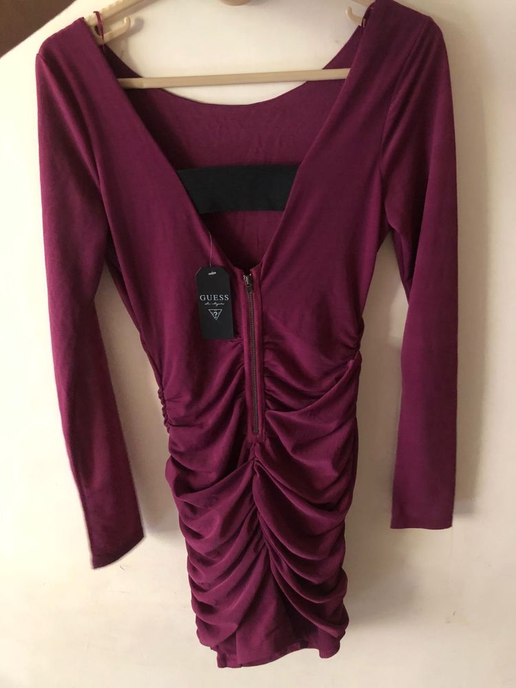 Guess Ruched Zipper Dress