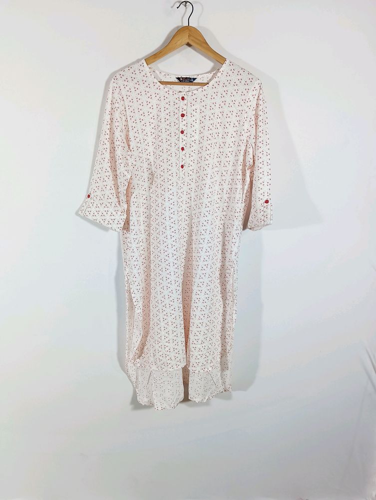 White Printed Casual Kurta (Women)