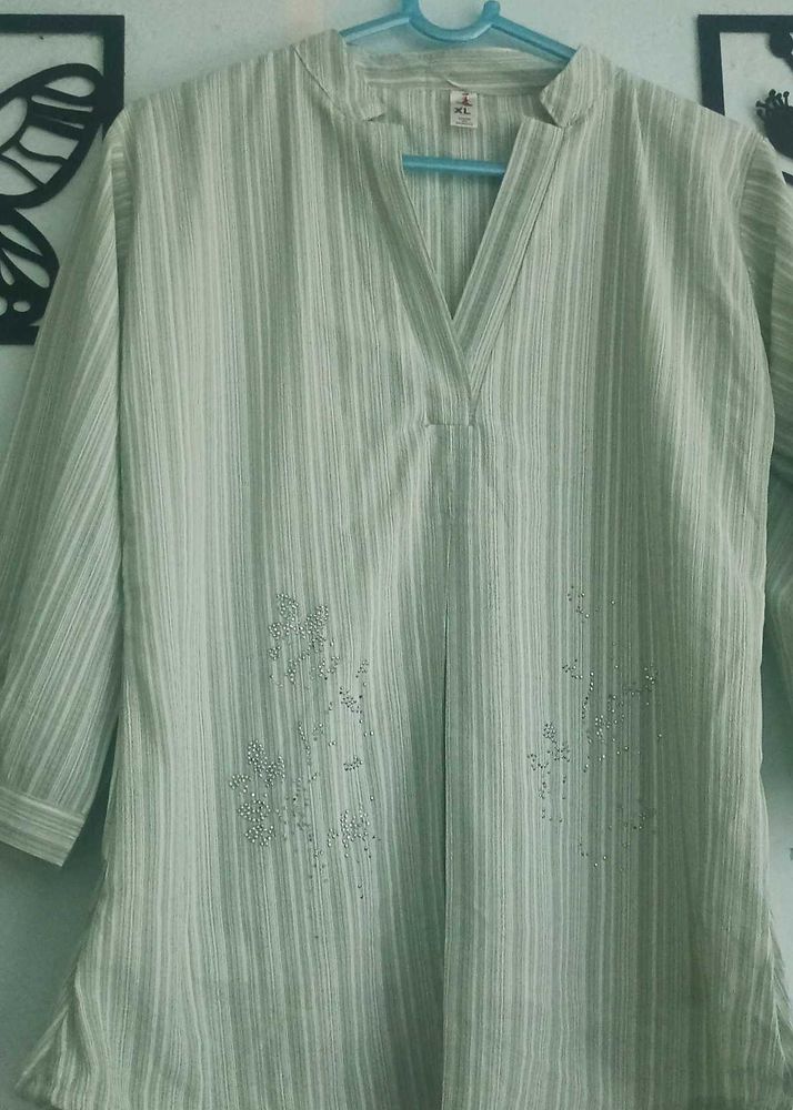 Striped Kurta with Embellishments