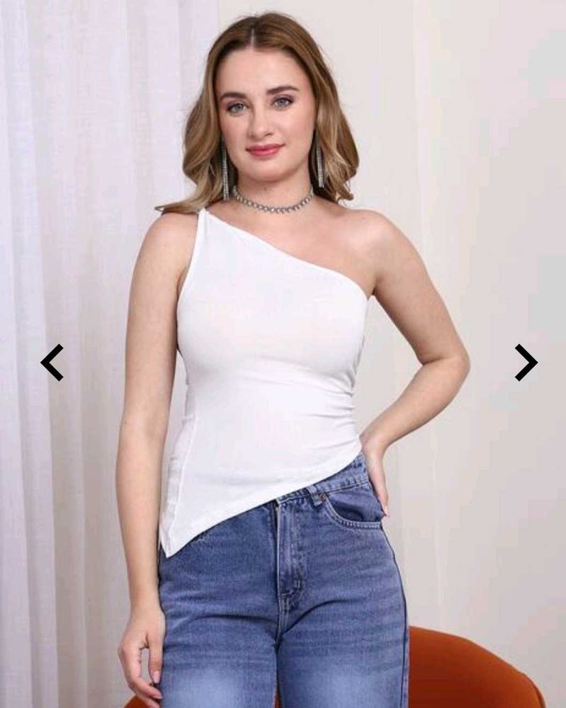 Chic One-Shoulder White Top