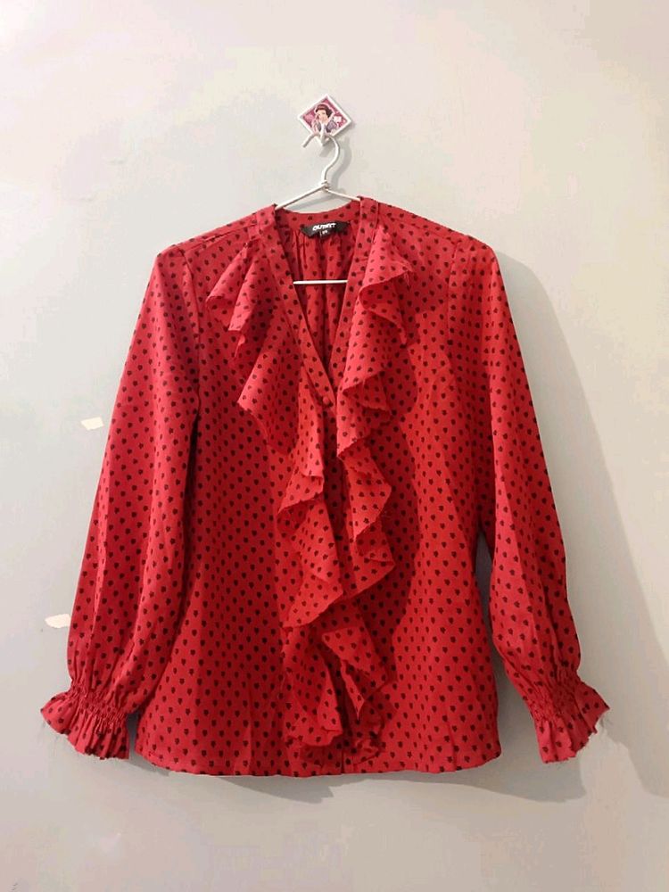 Red Ruffled Top